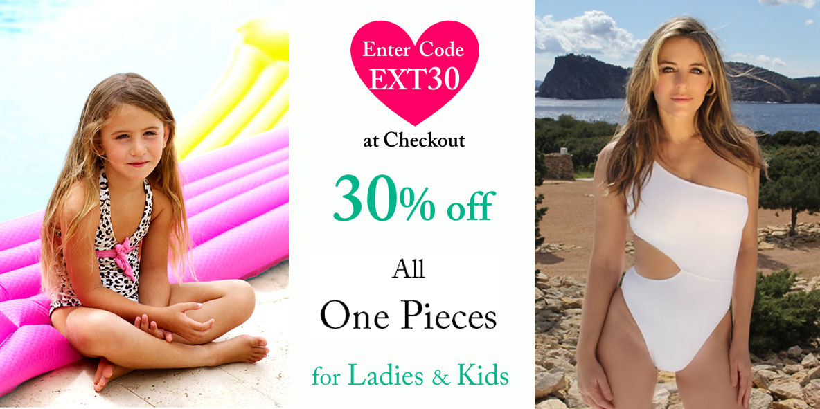 30% Off All One Pieces for Ladies & Kids