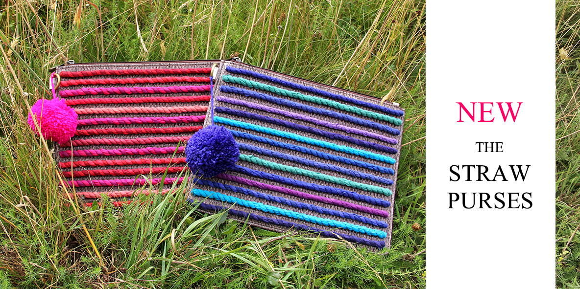 Straw Purses in Blue and Pink